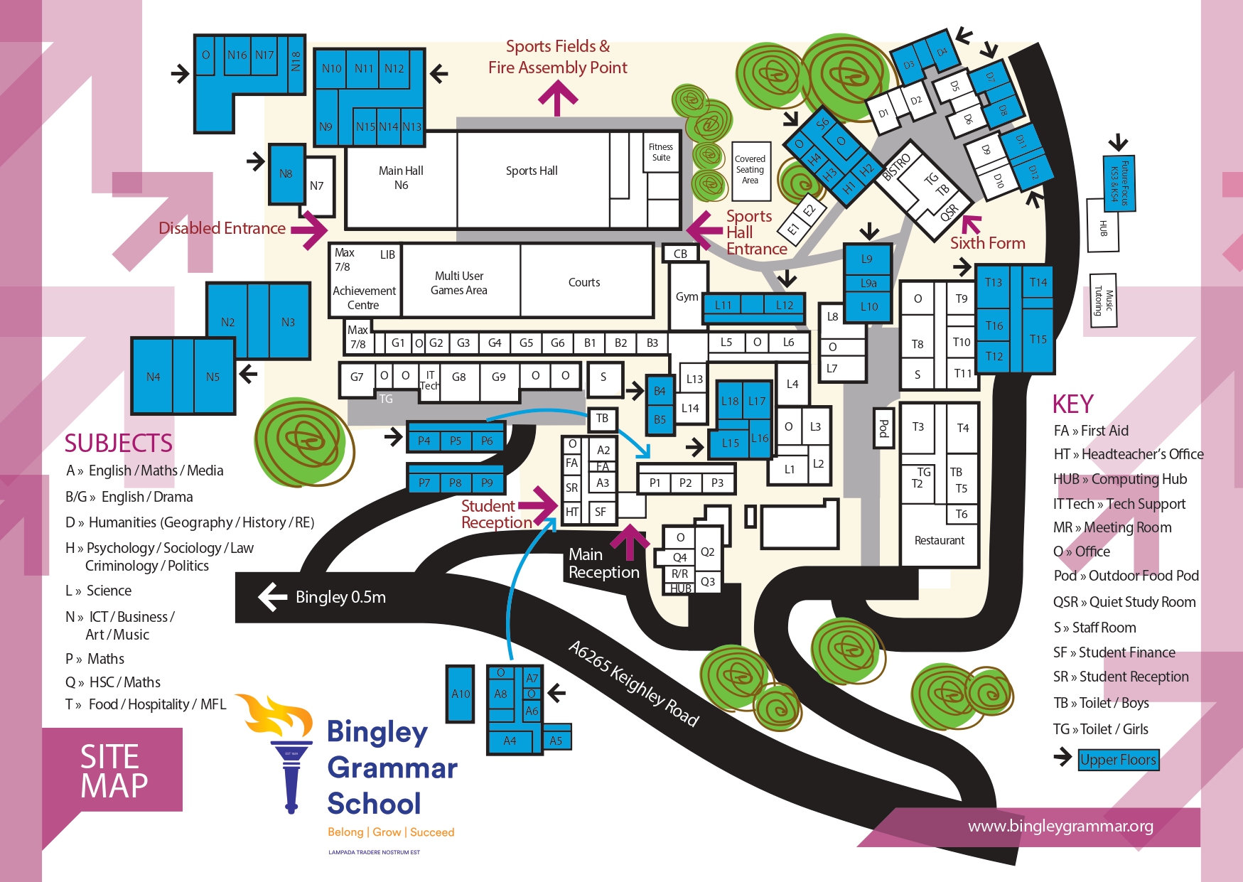 Bingley Grammar School - Map of the School